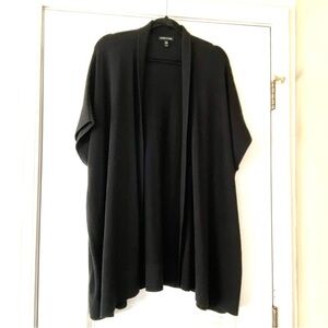 EILEEN FISHER BLACK COTTON BLEND CARDIGAN CAPE SIZE LARGE